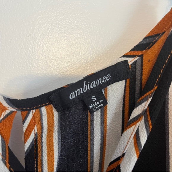 Ambiance Apparel Forever 21 Orange Black White Stripes Spaghetti Straps Jumpsuit - Picture 4 of 4